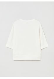 Stefanel - T-shirt over in lino e cotone, Donna, Bianco, Taglia M