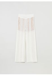 Stefanel - Pantalone in maglia traforata, Donna, Bianco, Taglia S