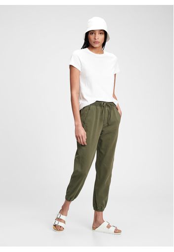 GAP - Joggers in tela con coulisse, Donna, Verde, Taglia XS