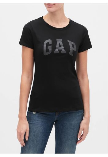 GAP - T-shirt in cotone con stampa logo, Donna, Nero, Taglia S