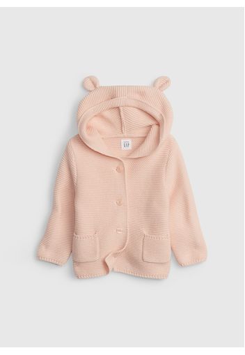 GAP - Cardigan tricot con cappuccio e orecchie, Rosa, Taglia 0-3M