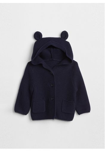 GAP - Cardigan tricot con cappuccio e orecchie, Blu, Taglia 6-12M