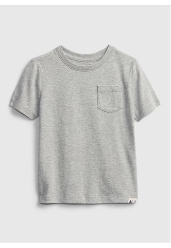GAP - T-shirt in cotone bio con taschino, Uomo, Grigio, Taglia 12-18