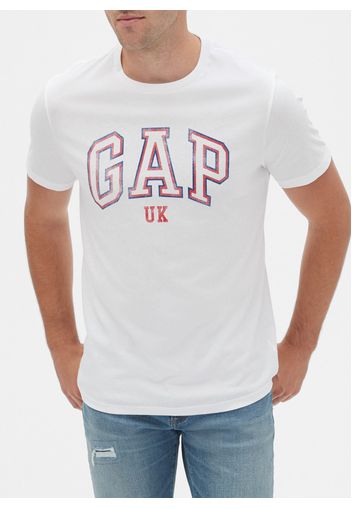 GAP - T-shirt in cotone con stampa logo, Uomo, Bianco, Taglia XS