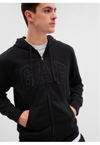 GAP - Full-zip in felpa con cappuccio e ricamo logo, Uomo, Nero, Taglia M