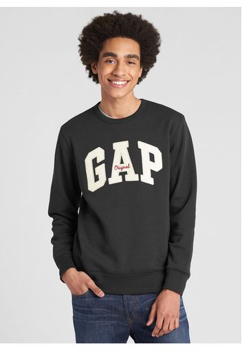 GAP - Felpa girocollo con patch logo e ricamo, Uomo, Nero, Taglia XS