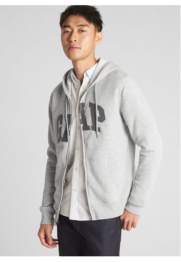 GAP - Full-zip con cappuccio e patch logo, Uomo, Grigio, Taglia L