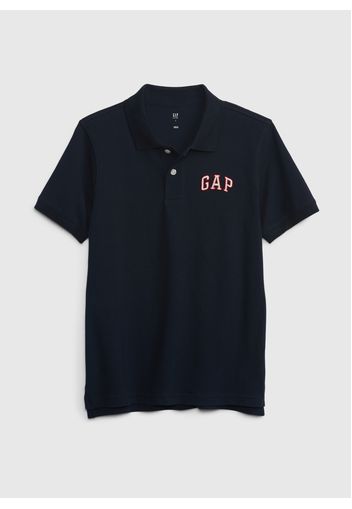 GAP - Polo in piquet con ricamo logo, Uomo, Blu, Taglia M