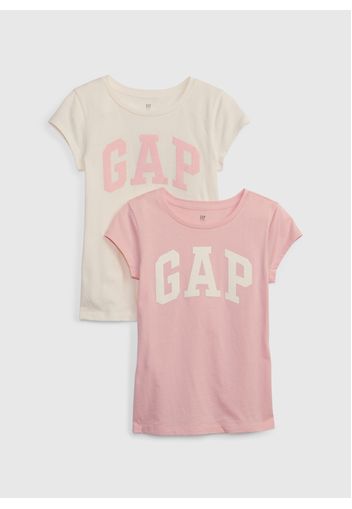 GAP - Bipack t-shirt in cotone con logo glitter, Donna, Multicolor, Taglia S