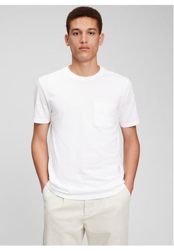 GAP - T-shirt in cotone bio con taschino, Uomo, Bianco, Taglia L