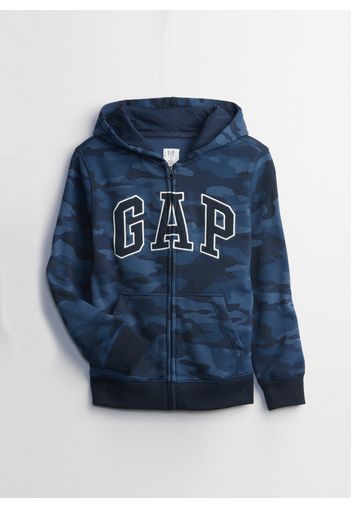 GAP - Full-zip in felpa camouflage con logo, Uomo, Blu, Taglia S