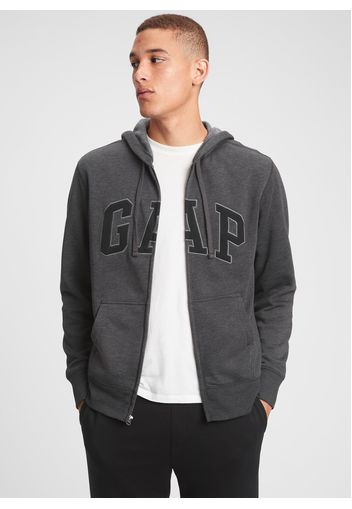 GAP - Full-zip in felpa con cappuccio e ricamo logo, Uomo, Grigio, Taglia L