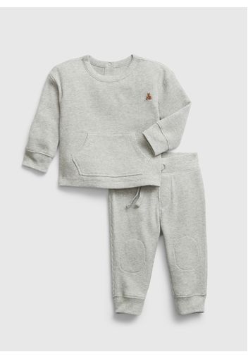 GAP - Jogging set con trama waffle, Grigio, Taglia 0-3M