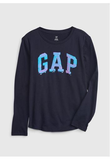 GAP - T-shirt logo con paillettes, Donna, Blu, Taglia XS