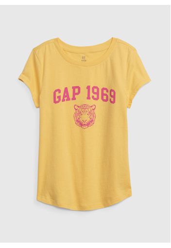 GAP - T-shirt con stampa logo e tigre, Donna, Giallo, Taglia XL