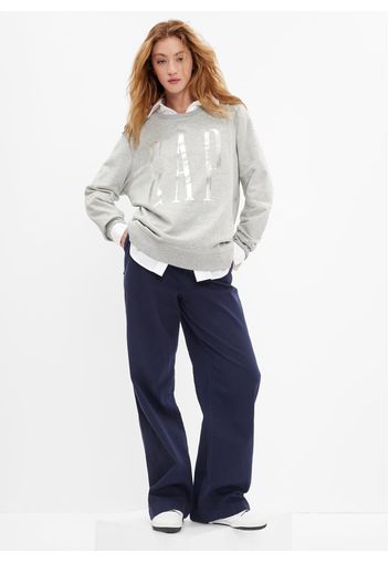 GAP - Felpa girocollo con stampa logo in foil, Donna, Grigio, Taglia XS