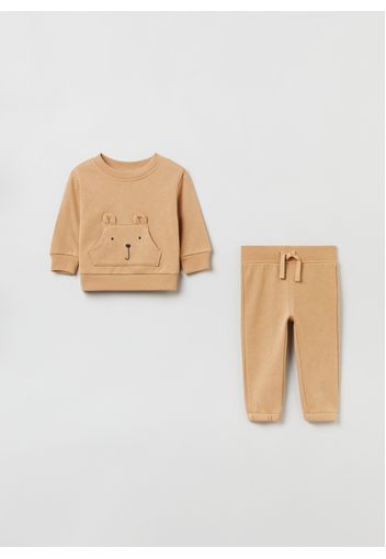 GAP - Jogging set in felpa con stampa orsetto, Beige, Taglia 0-3M