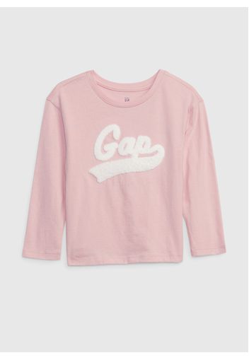 GAP - T-shirt con logo bouclé, Donna, Rosa, Taglia 6-12M