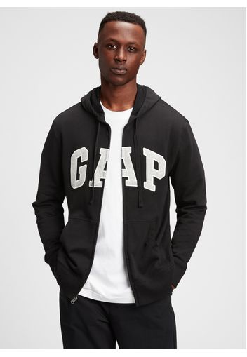 GAP - Full-zip in French Terry con cappuccio, Uomo, Nero, Taglia XXL