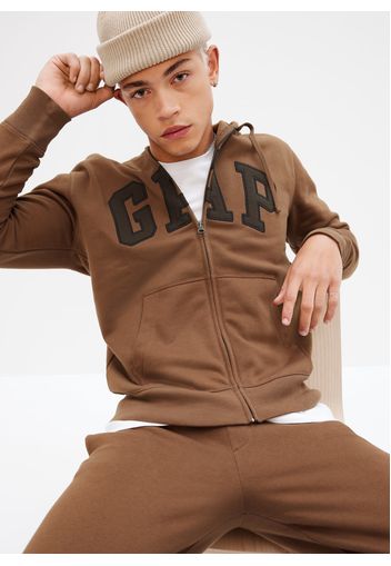 GAP - Full-zip con cappuccio e ricamo logo, Uomo, Marrone, Taglia S