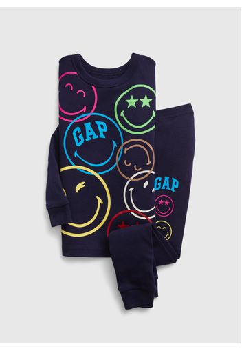 GAP - Pigiama lungo con stampa Smiley®, Uomo, Blu, Taglia 12-18