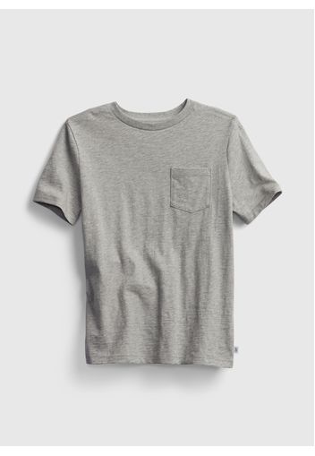 GAP - T-shirt girocollo con taschino, Uomo, Grigio, Taglia S