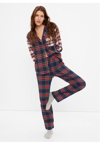 GAP - Pigiama lungo in flanella plaid, Donna, Multicolor, Taglia S