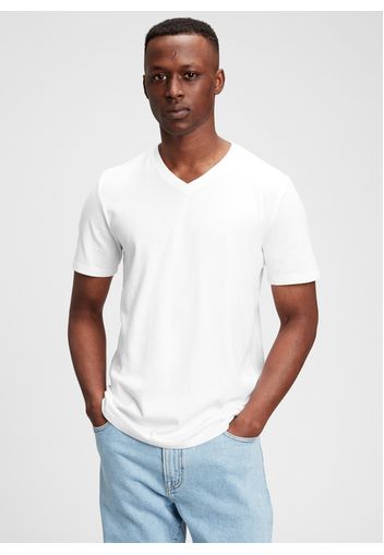 GAP - T-shirt in cotone con scollo a V, Uomo, Bianco, Taglia M