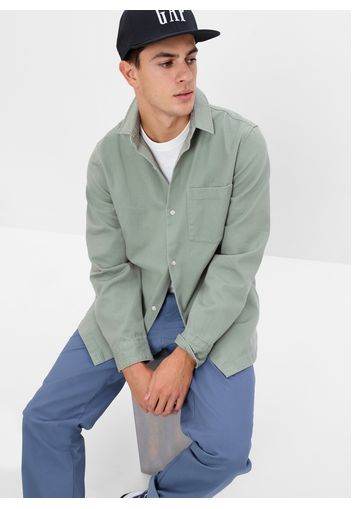 GAP - Shacket in twill con tasca, Uomo, Verde, Taglia S