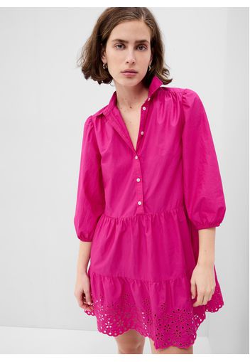 GAP - Abito corto chemisier con pizzo sangallo, Donna, Rosa, Taglia XS