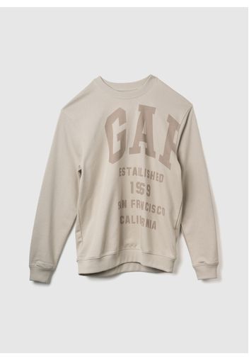 GAP - Felpa girocollo con stampa logo, Uomo, Beige, Taglia XS