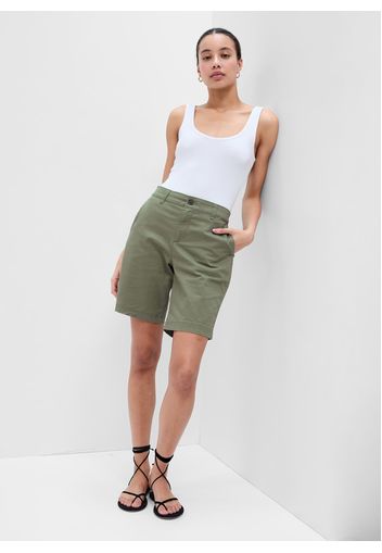 GAP - Bermuda chino in tela di cotone stretch, Donna, Verde, Taglia 10