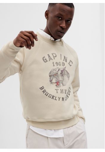 GAP - Felpa con stampa The Brooklyn Circus e logo, Uomo, Bianco, Taglia XL