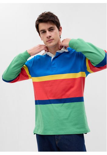 GAP - Polo a maniche lunghe in piquet color block, Uomo, Multicolor, Taglia XS