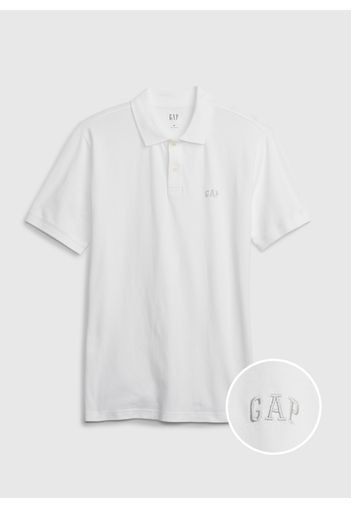 GAP - Polo in piquet con ricamo logo, Uomo, Bianco, Taglia XS