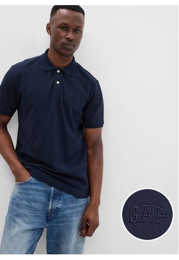 GAP - Polo in piquet con ricamo logo, Uomo, Blu, Taglia M