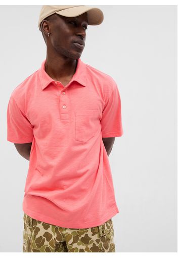 GAP - Polo in cotone slub con tasca, Uomo, Rosa, Taglia XXL