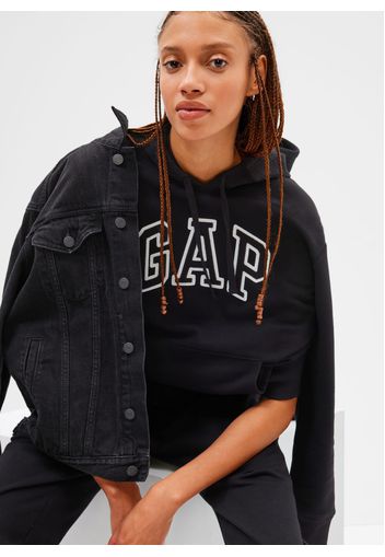 GAP - Felpa con cappuccio ricamo logo, Donna, Nero, Taglia XL