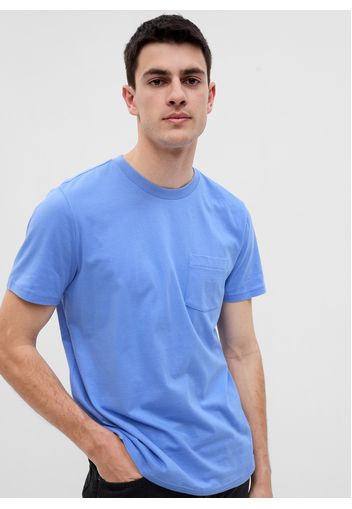 GAP - T-shirt in cotone bio con tasca, Uomo, Blu, Taglia XL