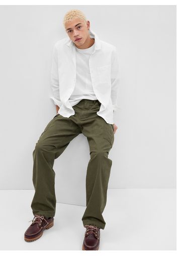 GAP - Camicia in lino e cotone con tasca, Uomo, Bianco, Taglia M