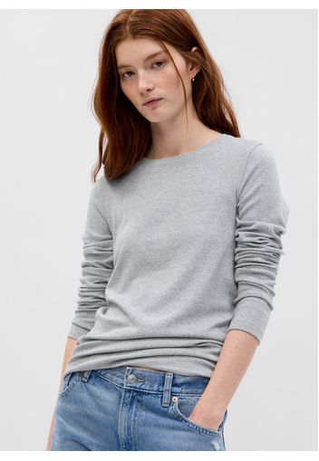 GAP - T-shirt a maniche lunghe in cotone e modal, Donna, Grigio, Taglia XS