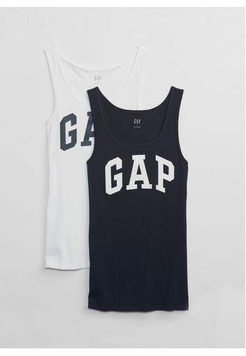 GAP - Bipack tank top a costine stampa logo, Donna, Multicolor, Taglia S