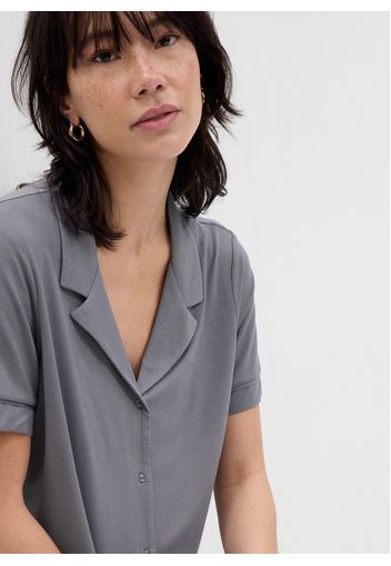 GAP - Top pigiama a camicia, Donna, Grigio, Taglia XS