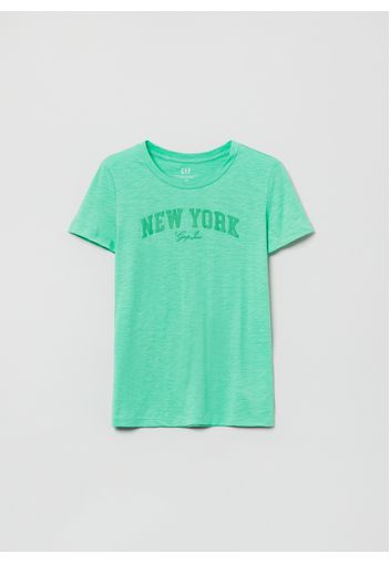 GAP - T-shirt in cotone slub con stampa NY, Donna, Verde, Taglia XXL