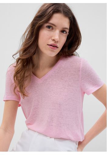 GAP - T-shirt con scollo a V, Donna, Rosa, Taglia M