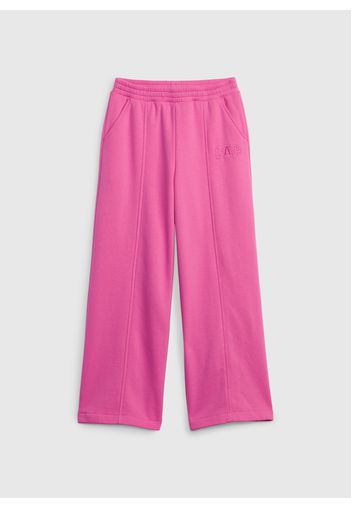 GAP - Joggers wide leg con ricamo logo, Donna, Rosa, Taglia S