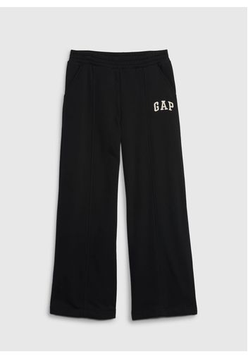 GAP - Joggers wide leg con ricamo logo, Donna, Nero, Taglia S