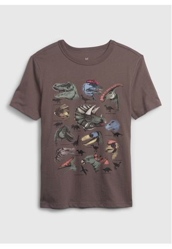 GAP - T-shirt in cotone con stampa dinosauri, Uomo, Marrone, Taglia XL