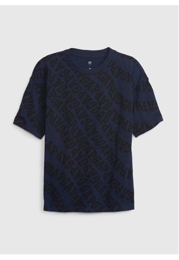 GAP - T-shirt con stampa logo all-over, Uomo, Blu, Taglia XS