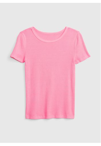 GAP - T-shirt girocollo a costine, Donna, Rosa, Taglia XXL